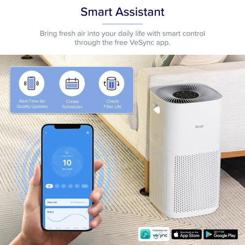 Color White PlasmaPro 600S Smart 635 sq.ft. Black Panel True HEPA Air Purifier