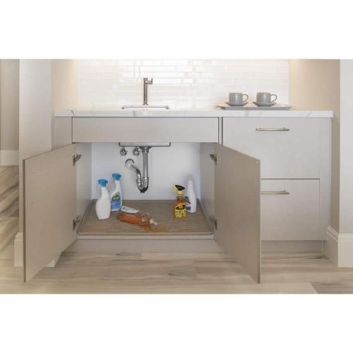 34 in. x 19 in. Beige Bathroom Vanity Depth Under Sink Cabinet Mat Drip Tray Shelf Liner