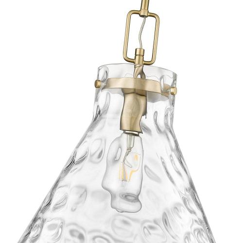 Barlon 60-Watt 1-Light Modern Gold Pendant-Light Clear Water Shade
