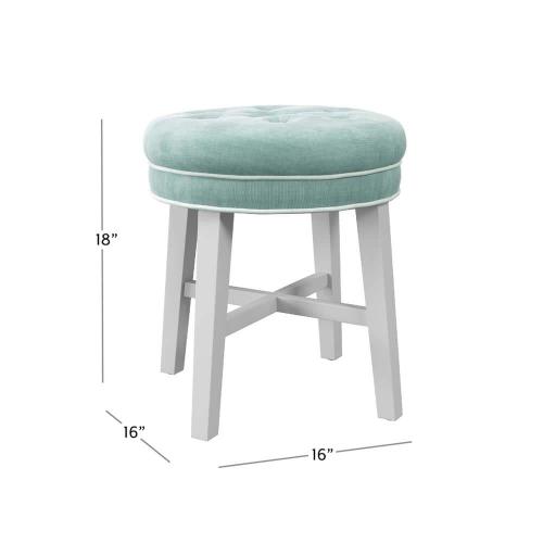 Sophia Aqua Blue Fabric Vanity Stool
