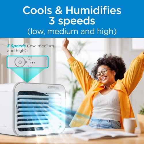 Desktop Air Cooler, Personal Portable Fan with 3-Speeds, Evaporative Air Cooler, White/Gray