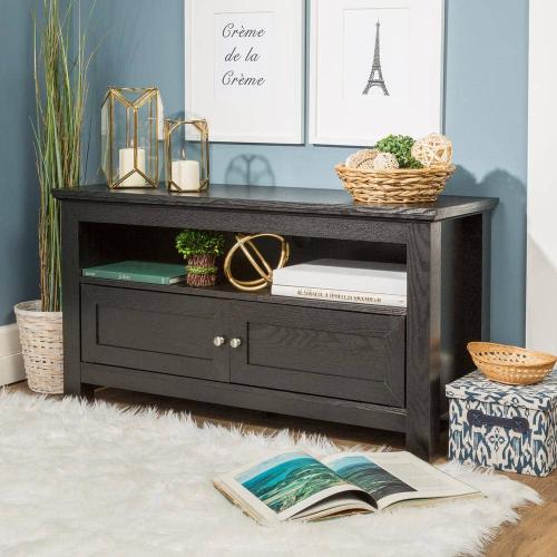 Cortez 44 in. Black Composite TV Stand 48 in. with Doors