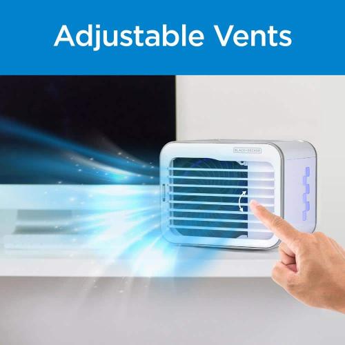 Desktop Air Cooler, Personal Portable Fan with 3-Speeds, Evaporative Air Cooler, White/Gray