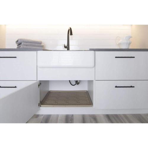 34 in. x 19 in. Beige Bathroom Vanity Depth Under Sink Cabinet Mat Drip Tray Shelf Liner