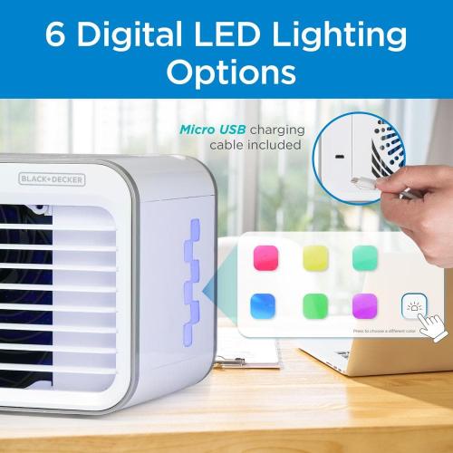 Desktop Air Cooler, Personal Portable Fan with 3-Speeds, Evaporative Air Cooler, White/Gray