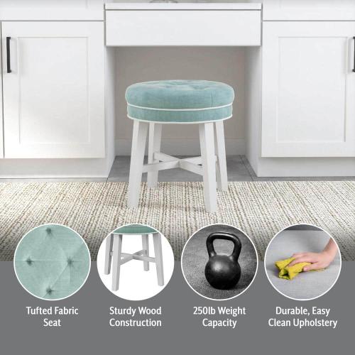Sophia Aqua Blue Fabric Vanity Stool
