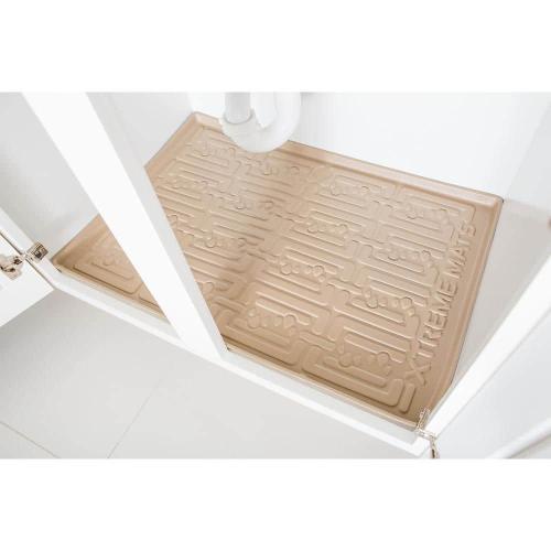 34 in. x 19 in. Beige Bathroom Vanity Depth Under Sink Cabinet Mat Drip Tray Shelf Liner