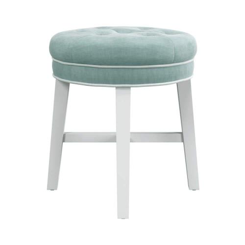 Sophia Aqua Blue Fabric Vanity Stool