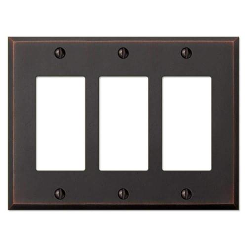 Manhattan 3 Gang Rocker Metal Wall Plate - Aged Bronze