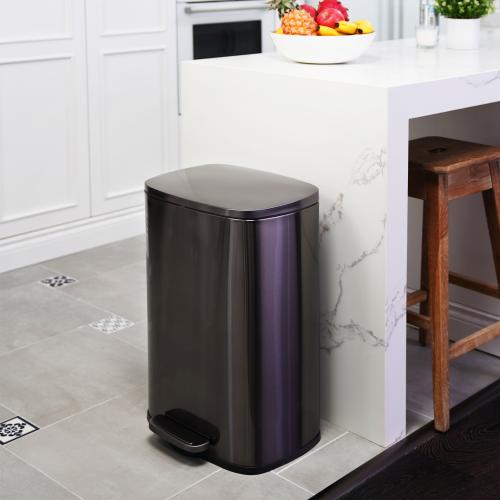 Qualiazero 50L / 13.2 Gallon Rectangular Step Can - Black - 13.2 Gallons