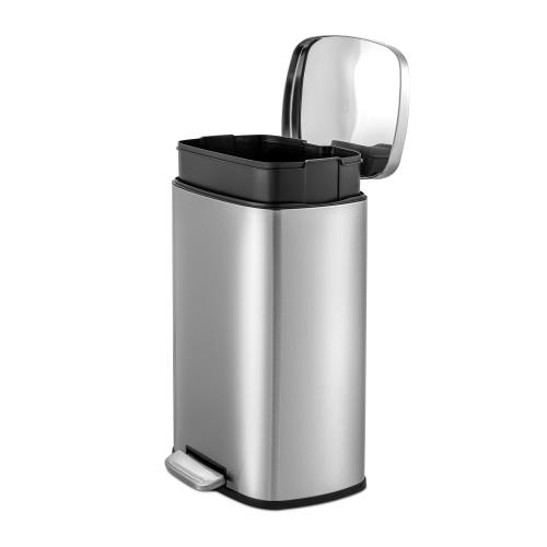 Qualiazero 50L / 13.2 Gallon Rectangular Step Can - Black - 13.2 Gallons