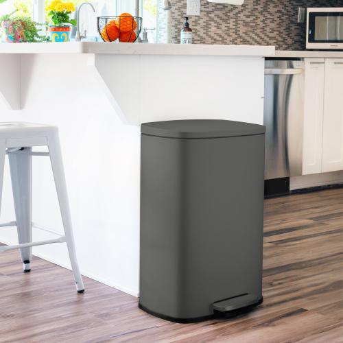 Qualiazero 50L / 13.2 Gallon Rectangular Step Can - Black - 13.2 Gallons