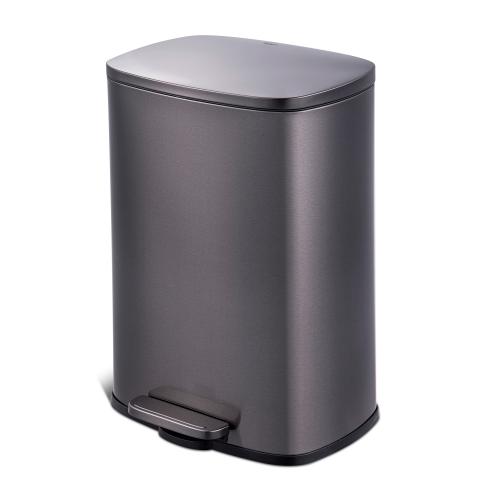 Qualiazero 50L / 13.2 Gallon Rectangular Step Can - Black - 13.2 Gallons