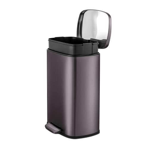 Qualiazero 50L / 13.2 Gallon Rectangular Step Can - Black - 13.2 Gallons