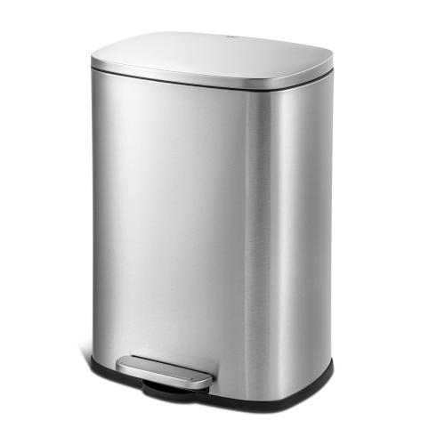 Qualiazero 50L / 13.2 Gallon Rectangular Step Can - Black - 13.2 Gallons