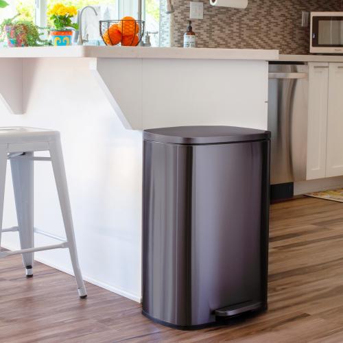 Qualiazero 50L / 13.2 Gallon Rectangular Step Can - Black - 13.2 Gallons