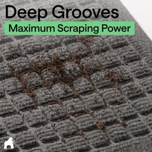 GORILLA GRIP HydroAbsorb Doormat, Indoor Outdoor Rubber Backed Weather Mat, 35x23, Grey