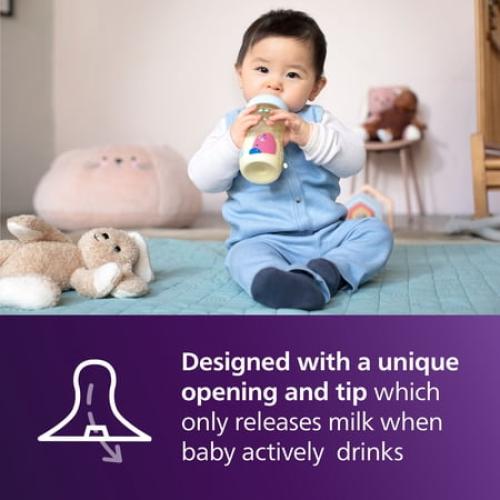 2Pack 9oz Philips Avent Ppsu Natural Baby Bottles with Medium Flow Nipples (Flow 3), 9oz, with Decoration, 2-Pack, SCY943/02