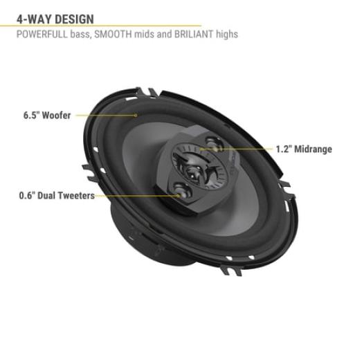 Scosche HD6504A-WM1SD 6.5 Multi-Fit HD Coaxial 4-Way 200 Watt Peak Car Stereo Speakers, Pair New