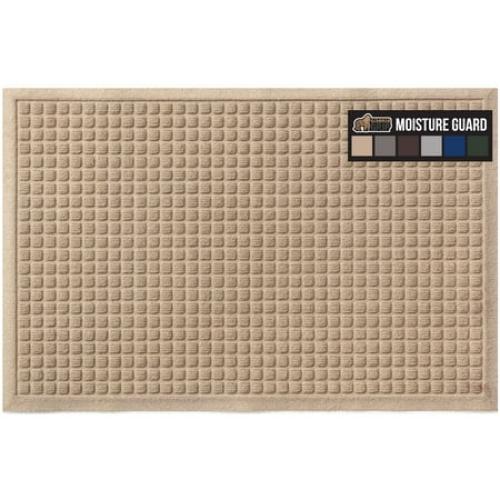 Gorilla Grip Moisture Guard Doormat, Indoor Outdoor Rubber Backed Weather Mat, 35x23, Beige