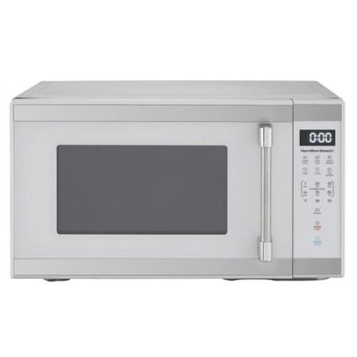 Hamilton Beach 1.1 Cu. ft. Countertop Microwave Oven, 1000 Watts, White Stainless Steel