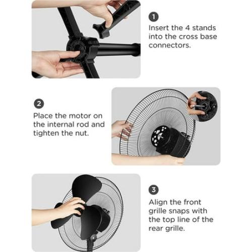 PELONIS Fan Portable 16 Inch Pedestal Fan, 3-Speed, 90 Oscillation, Adjustable Height, Standing Floor Fan for living room, bedroom, kitchen, and home office, Black, PFS40M2ABB