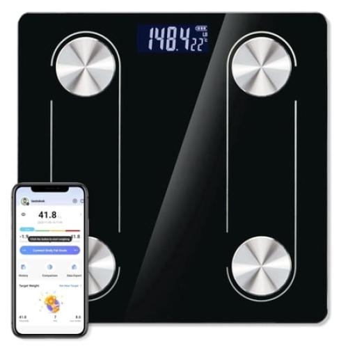 Digital Body Scale Trnr-BDYSCLE-BLK, Home Essential Body Weight Scale for People, Durable Bathroom Accessory, Compatible with Apple and Android OS, Workout and Fitness Equipment