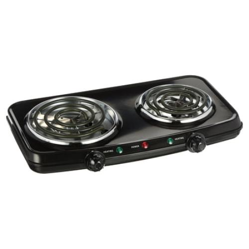 Mainstays Double Burner, 120V~ 1800W, Portable, Easy to Cook, Elegant Classic Design, 3.28 lbs