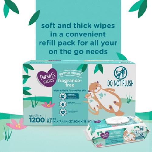 Parents Choice Fragrance-Free Baby Wipes, 1200 Count (Select for More Options)