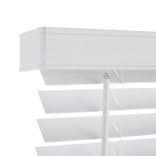 Size 22.5x48 Color White Home Decorators Collection White Cordless Faux Wood Blinds for Windows with 2 in. Slats - 23 in. W x 48 in. L (Actual Size 22.5 in. W x 48 in. L)