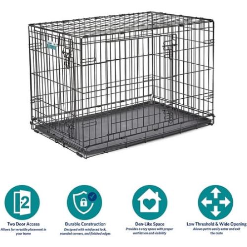 MidWest Homes For Pets Double Door iCrate Metal Dog Crate, 36
