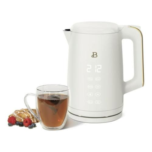 Beautiful 1.7-Liter Electric Kettle 1500 W with One-Touch Activation, White Icing by Drew Barrymore NEEDS CLEANING
