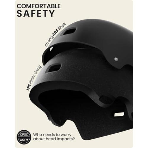 OutdoorMaster Skateboard Cycling Helmet - Two Removable Liners Ventilation Multi-Sport Scooter Roller Skate Inline Skating Rollerblading for Kids, Youth & Adults