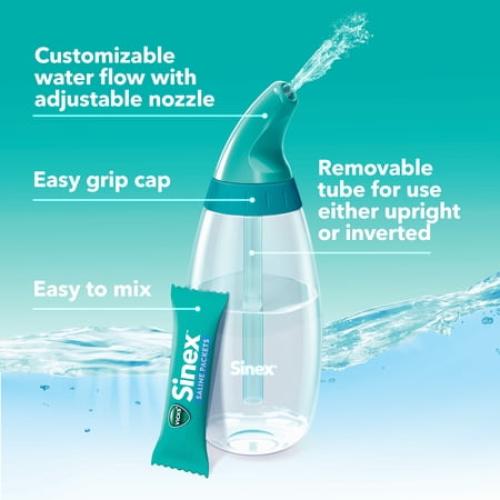 30Pack Vicks Sinex Saline Nasal Rinse   Packets, Nasal Decongestant for Sinus Relief, 30 Count