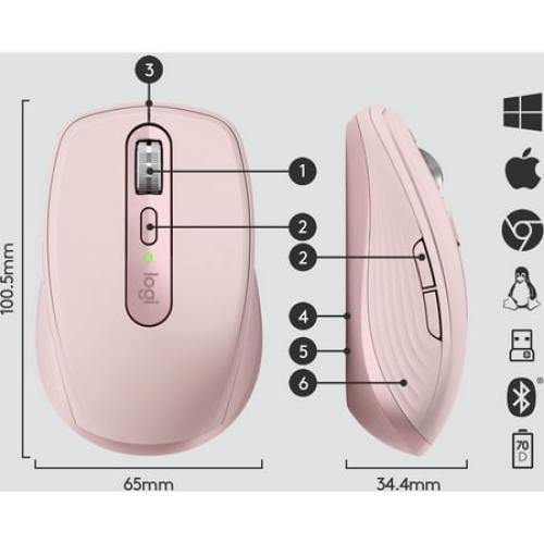 Logitech 910005986 MX Anywhere 3 Compact Performance Mouse - Rose