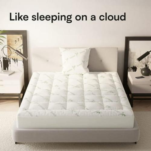 Size full Color White Niagara Sleep Solution Bamboo Full Size Mattress Topper, Mattress Pad, Mattress Cover