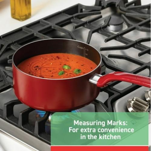 T-fal Easy Care 12-Piece Non-Stick Cookware Set, Pots and Pans, Red