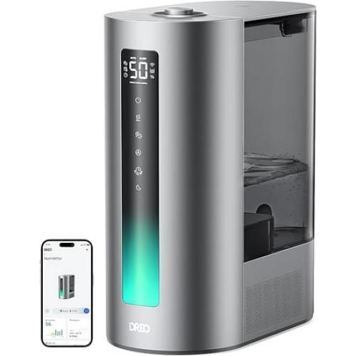Dreo Size 6L Smart Humidifier for Bedroom Large Room, Warm & Cool Mist Humidifier, Top Fill, Run Time 60 Hours, High Precision Humidity Sensor and Indicator Light, Nursery, Plants, Works with Alexa, HM713S