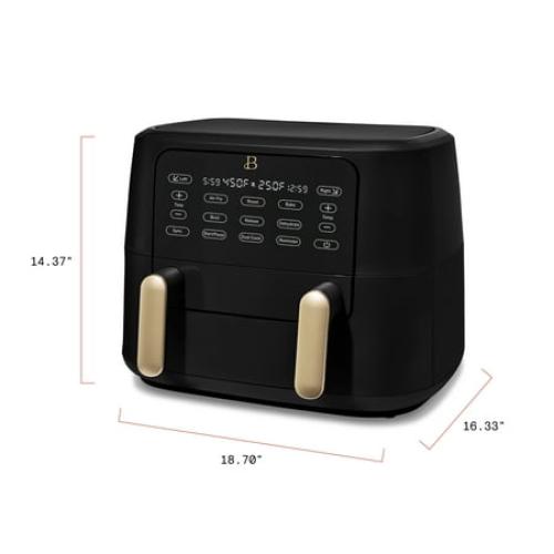 Beautiful 9 QT TriZone Air Fryer, Black Sesame by Drew Barrymore