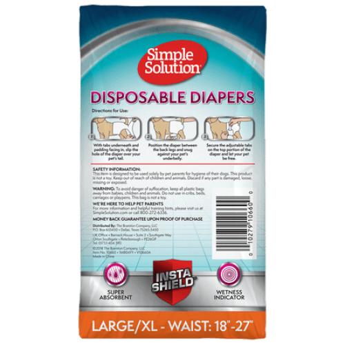 Simple Solution True Fit Disposable Female Dog Diaper - L/XL - 30 Count