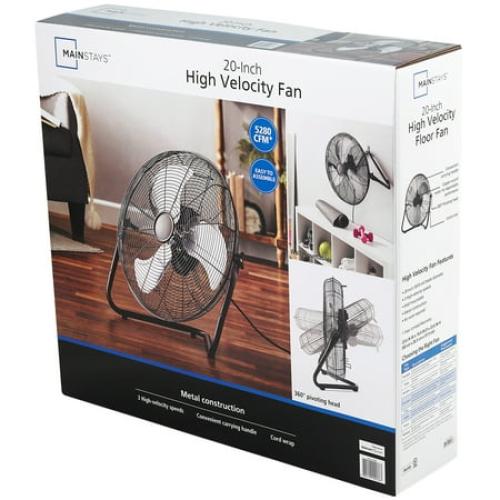 Mainstays SFC1-500B 20 in High Velocity Floor Fan, Black