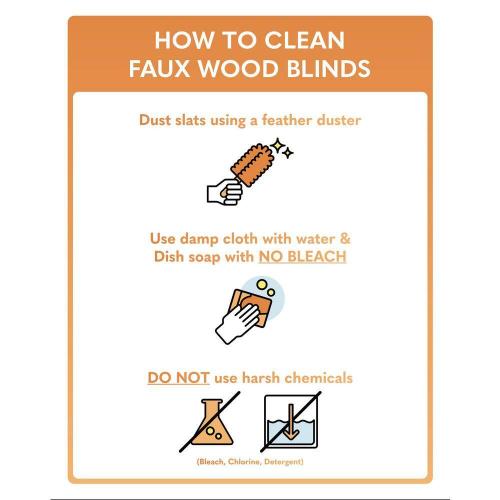 White Cordless Premium Faux Wood blinds with 2.5 in. Slats - 35 in. W x 48 in. L (Actual Size 34.5 in. W x 48 in. L)