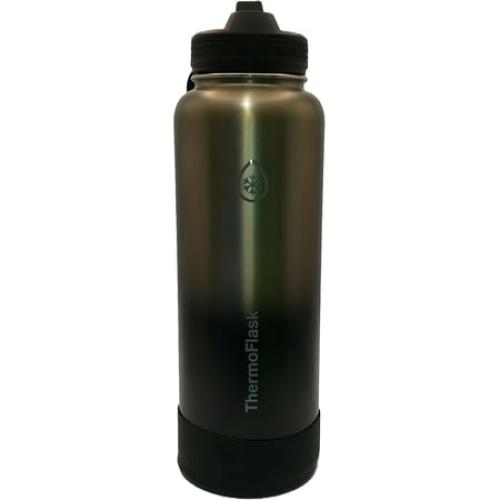 ThermoFlask Stainless Steel Water Bottle, 40 Fluid Ounce (2 Pack) (Blue/Silver)