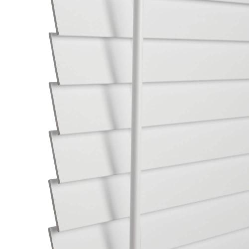 Size 22.5x48 Color White Home Decorators Collection White Cordless Faux Wood Blinds for Windows with 2 in. Slats - 23 in. W x 48 in. L (Actual Size 22.5 in. W x 48 in. L)