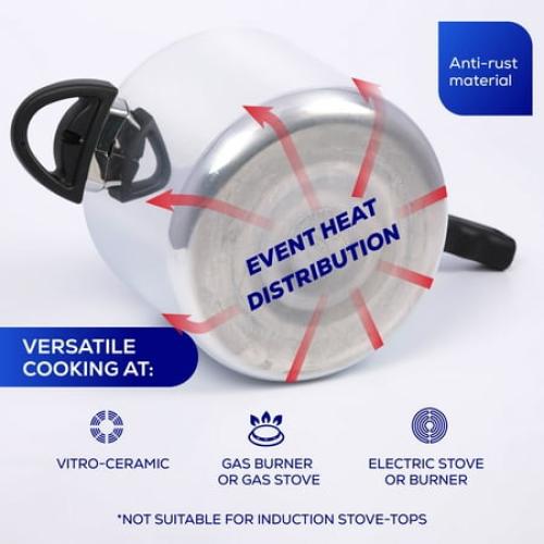 Size  6.3Qt / 6L Pressure Cooker for 7 Servings, With Multiple Safety Systems and Heat Resistant Handles For Can, Soup, Meat and Beans