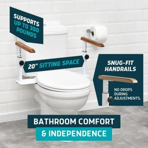Lunderg Toilet Safety Rails for Seniors - Easy Installation & Super Sturdy - Non-Bulky and Elegant Toilet Safety Frame - Ideal Toilet Seat Handles for Elderly, Post Surgery or Mobility Issues
