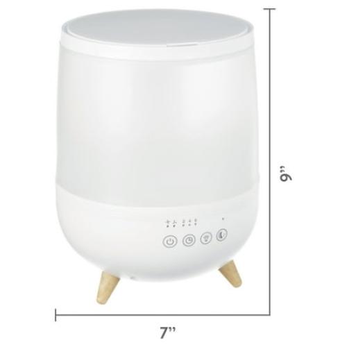 Equate Ultrasonic Humidifier, Diffuser, Cool Mist, Visible Mist, Filter-Free, 0.5 Gallon, White and Wooden