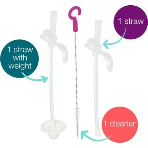 b.box Sippy Cup Replacement Straw Pack - 2 Straws & 1 Straw Cleaner Brush Pack