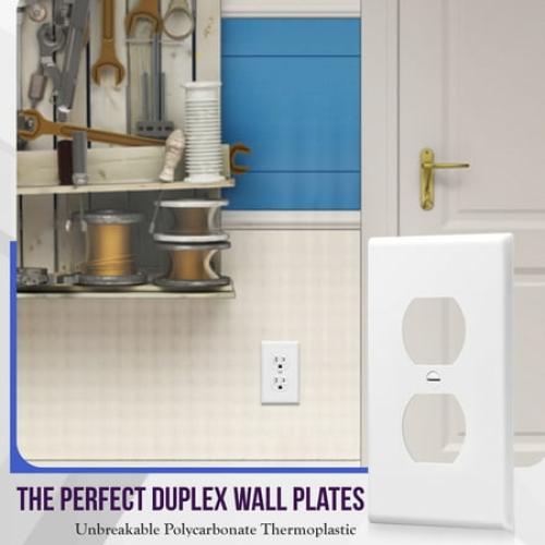 Enerlites 1-Gang 4.50 x 2.76 Duplex Wall Plates Kit, Electrical Outlet Covers, White, 10pcs