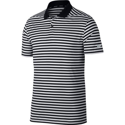 Nike Mens Dri-fit Victory Stripe Polo (Black/Grey/White Medium)